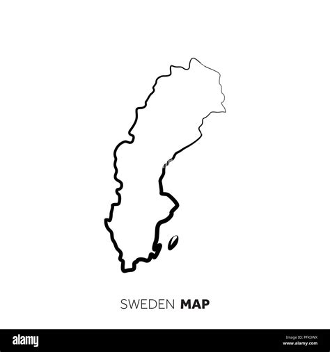 Suecia Vector Esquema Del Mapa Del País Línea Negra Sobre Fondo Blanco