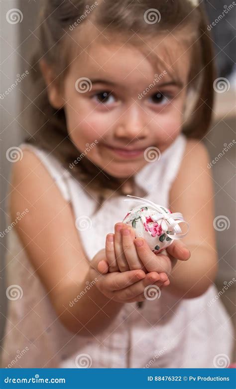 Little Girl With Easter Eggs Stock Photo Image Of Funny Easter 88476322
