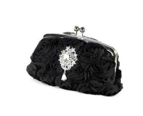 Black Evening Bag With Swarovski Crystal Brooch 7900 Via Etsy