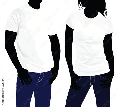 T Shirts Body Silhouette Men And Women Template With Human Body Silhouette Vector Illustration