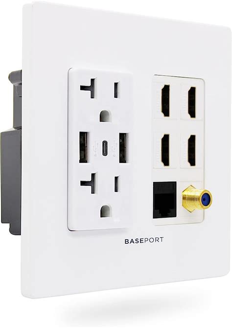 premium media wall outlet dual 6 3a usb a 2 0 ports 1 usb c 3 0 port 4 hdmi wall outlet