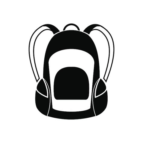Mochila turística icono simple negro aislado sobre fondo blanco