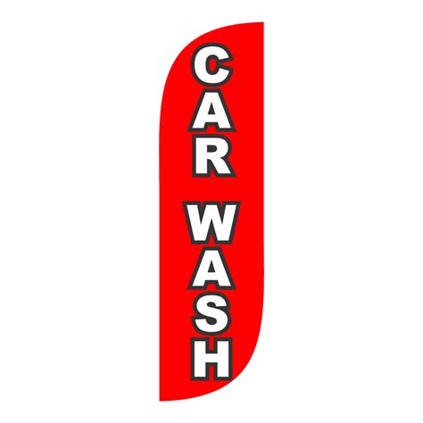 Car Wash Feather Flag Red And White 5ft Pre Lettered Flags