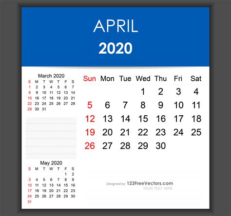 Free Editable April 2020 Calendar Template