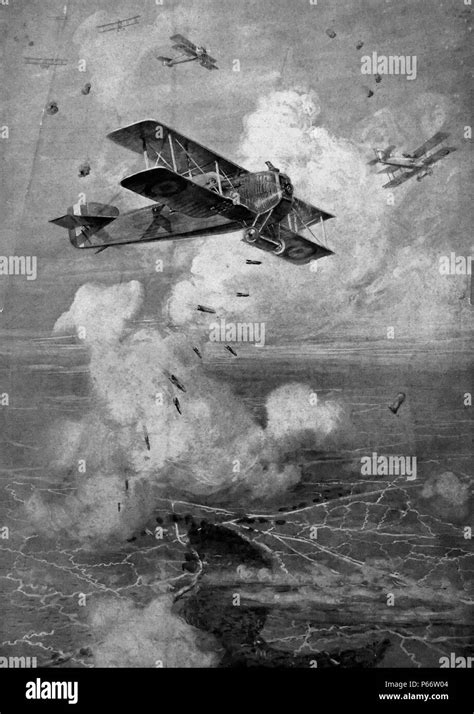 French Aircraft Breguet Lancant Dropping Bombs On German Positions