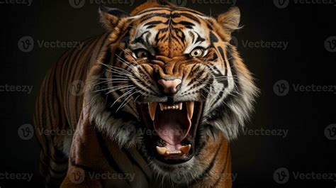 A Powerful Tiger Captured In Mid Roar Its Majestic Presence Dominating