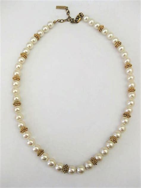 Cream Pearl And Gold Bead Choker Necklace By Napier
