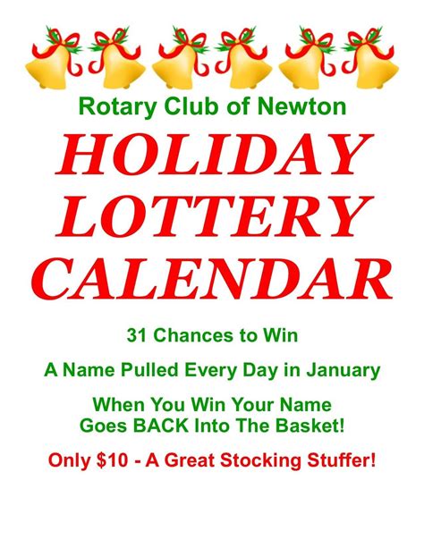 Lottery Calendar Fundraiser Example Calendar Printable