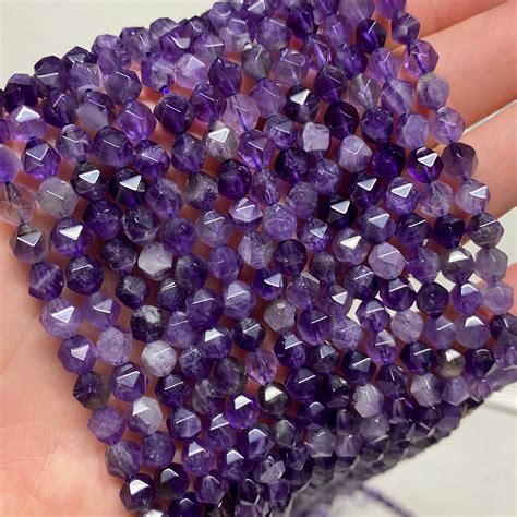 Natural Amethyst Beads Grade Aaa Faceted Star Cut Gemstone Loose