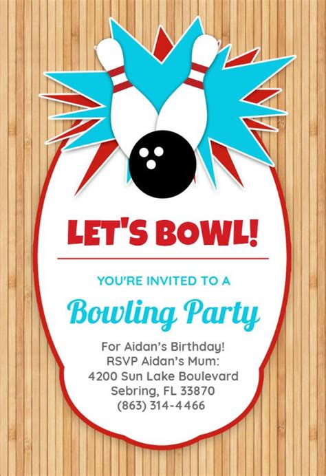 Bowling Party Birthday Invitation Template Free Greetings Island