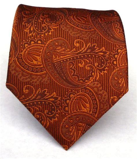 100 Silk Woven Burnt Orange Rust Paisley Tie Clothing