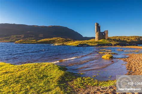 Loch Assynt And Ardvreck Castle Stock Photo