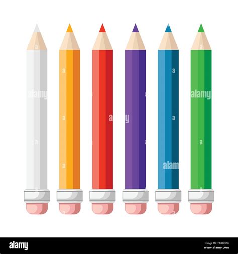 Set Of Six Colored Pencils Vector Illustration Stock Vector Image