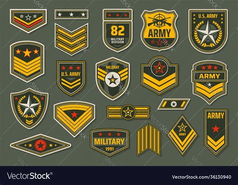 Usa Armed Forces Badges Military Ranks Insignia Vector Image