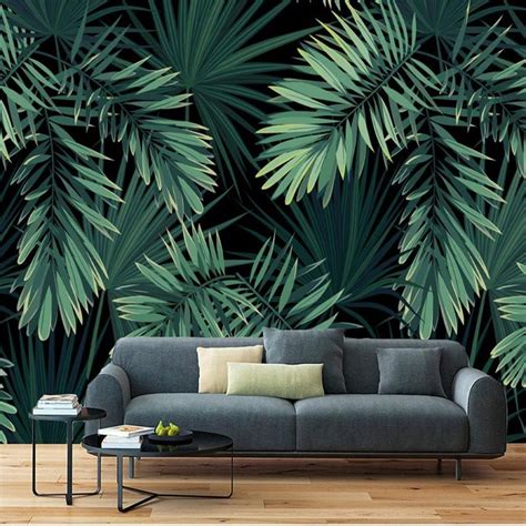 Custom Mural Wallpaper Hand Painted Tropical Leaves In 2020 Palm