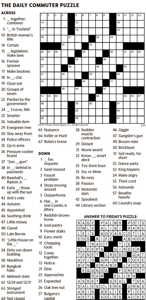 Printable Daily Commuter Crossword Puzzles Customize And Print