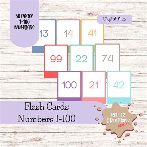 Flash Cards With Numbers 1 100 Printable Educational Cards Etsy