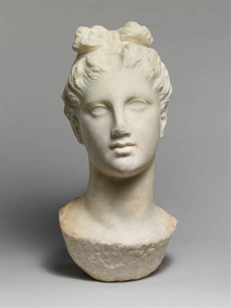 Marble Head Of A Young Woman From A Funerary Statue Greek Attic Late Classical The