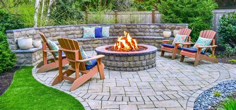 Landscape Design With Paver Patio Fire Pit Retaining Wall Outdoor