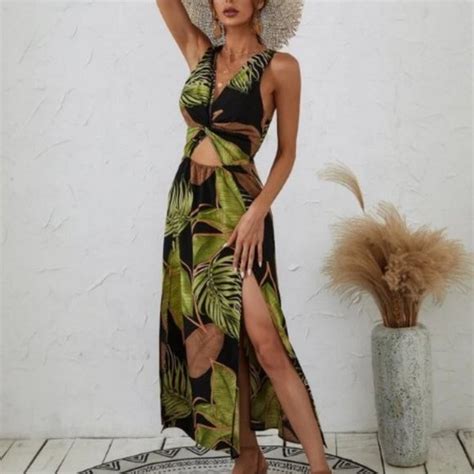Dresses Amazing Palm Print Tropical Vacation Dress Sundress Poshmark