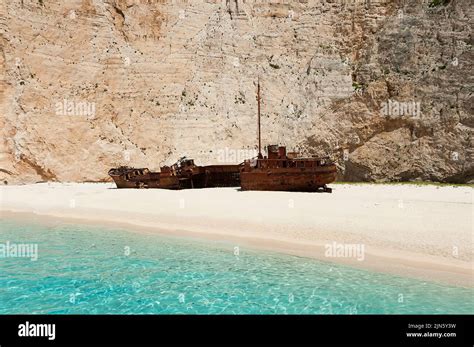 Navagio Beach Or Shipwreck Beach Sometimes Referred To As Smugglers