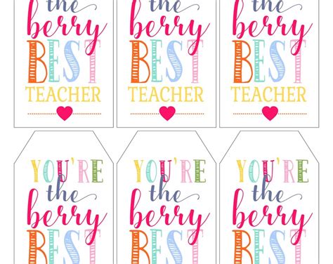 Youre The Berry Best Teacher T Tags Strawberry T Etsy