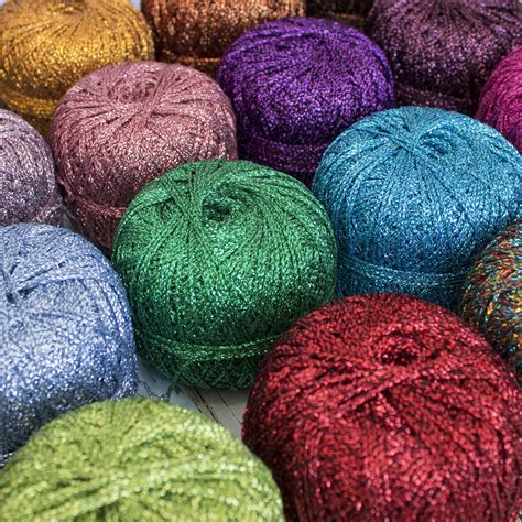 Metallic Yarn Shine Crochet Thread Glitter Lurex Yarn Sparkle Lame