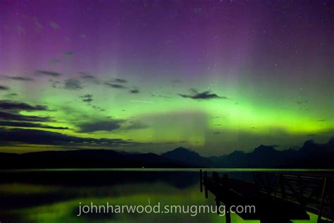 Northern Lights And Meteor Over Lake Mcdonald Glacier National Park