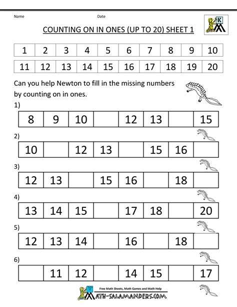 Counting Numbers Worksheets For Kindergarten
