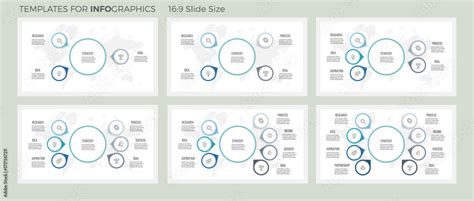 Business Infographics Organization Charts With 3 4 5 6 7 8