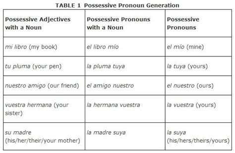 Possessive Adjectives In Spanish Examples