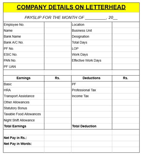 Salary Slip Format Components Deductions And Sample 2021