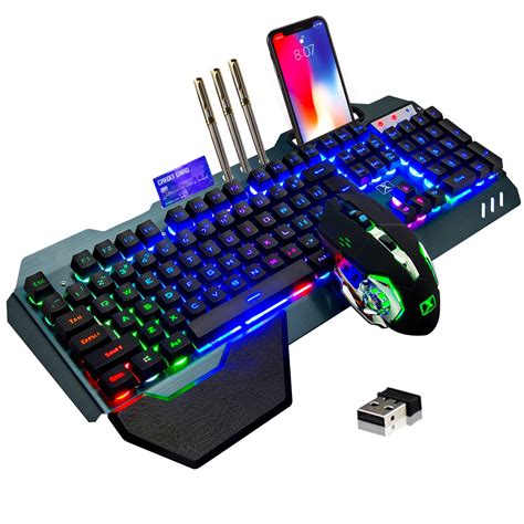 Wireless Gaming Keyboard And Mouserainbow Backlit Rechargeable