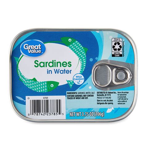 6 Pack Great Value Sardines In Water 375 Oz