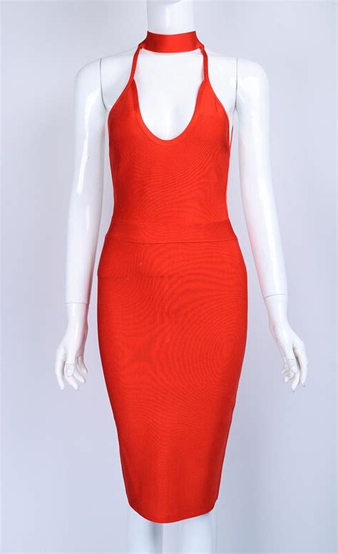 new women summer party dress low cut sexy night club backless red black bodycon midi bandage