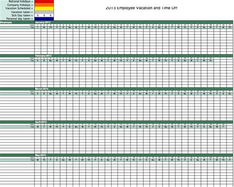 Track Employee Attendance Excel Excel Calendar Template Vacation