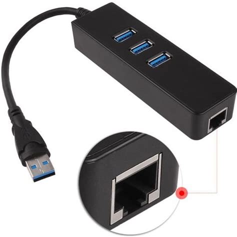 Usb 30 à 1000mbps Gigabit Adaptateur Ethernet Rj45 3 Ports Usb30 Hub