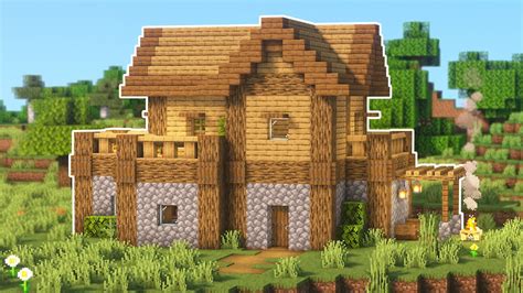 Minecraft How To Build A Wooden Survival House Simple Tutorial Youtube