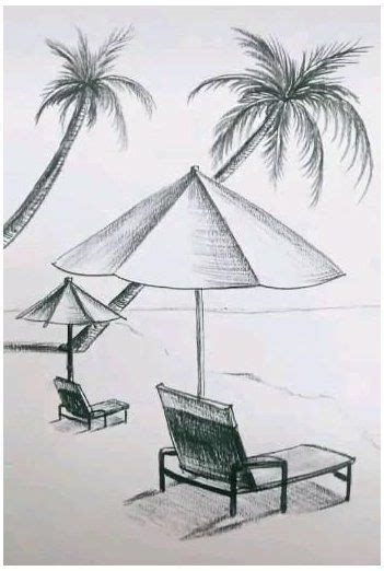 Pencil Sketch Beach Drawing Ideas Easy Draw Cyber