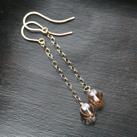 Long Dangle Earrings Chain K Gold Filled Wire Wrapped