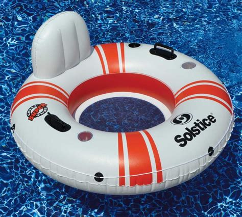 52 Solstice Super Chill Red And White Inflatable Swimming Pool Inner Tube