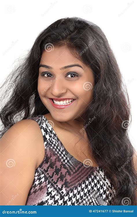 Portrait Of An Indian Girl Smiling Stock Image Image Of Shot Isolated 47241677