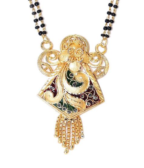 R S Jewels Gold Plated Ethnic Black Beaded Chain Mangalshutra Buy R S