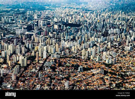 Metropole View From Above Aerial View Of Sao Paulo City Brazil South
