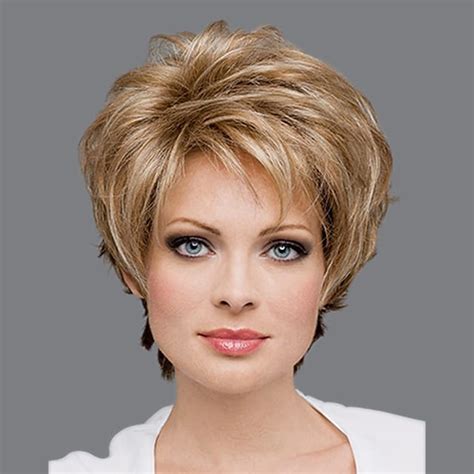 Synthetic Wig Kinky Straight Asymmetrical Machine Made Wig Blonde Short