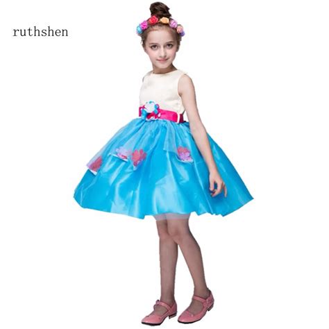ruthshen new flowers girl dresses blue pink real photo pageant gowns for girls weddings cheap