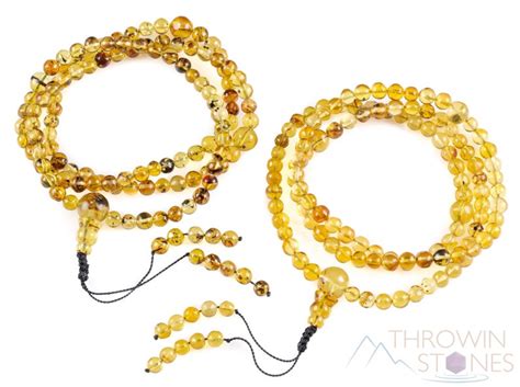 Amber Mala Healing Crystal Round Beaded Necklace Bridesmaid Etsy