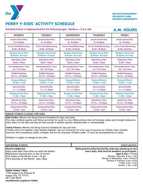 Kids Activity Schedule | Templates at allbusinesstemplates.com