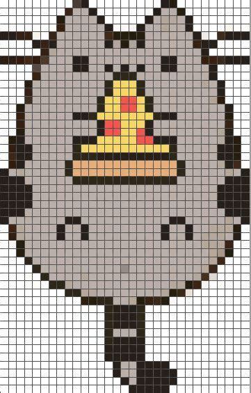 Pizza Pusheen Alpha Friendship Bracelet And Pattern In Pixel Art Pattern Pixel Art Grid