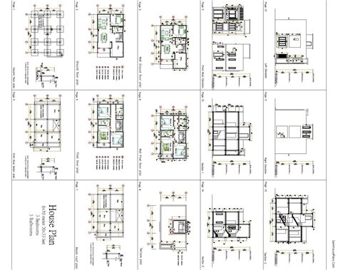 House Plan 6x10 Meter 20x33 Feet 3 Beds 3 Baths Terrace Roof Pdf A4